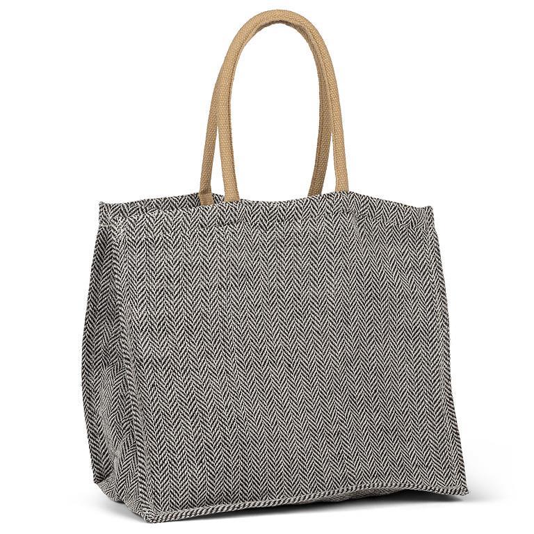 Black And White Herringbone Tote