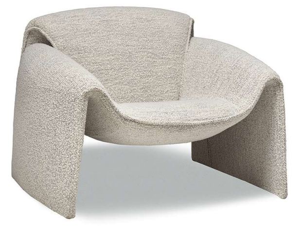 Modern beige armchair with a unique design on a white background