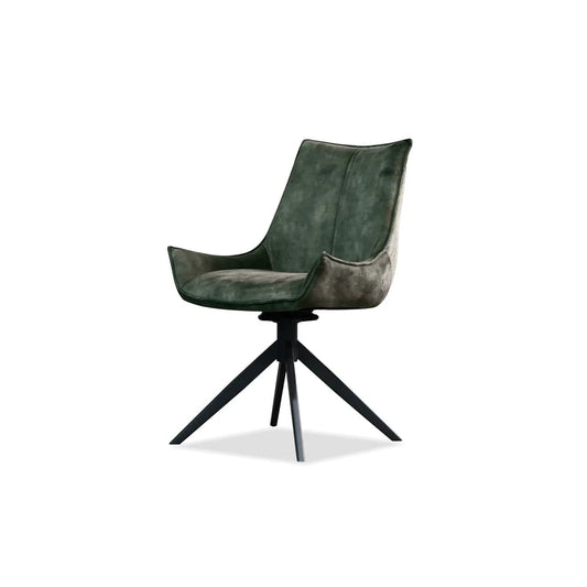 Green swivel chair on a white background