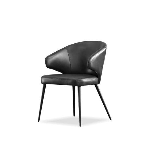 Black chair with curved design on a white background