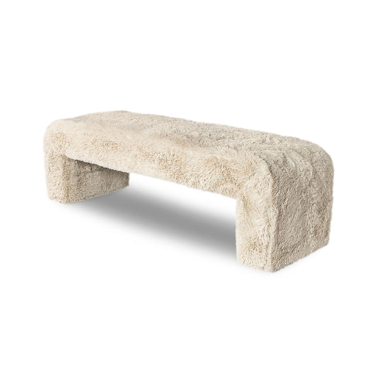 Beige textured bench on a white background