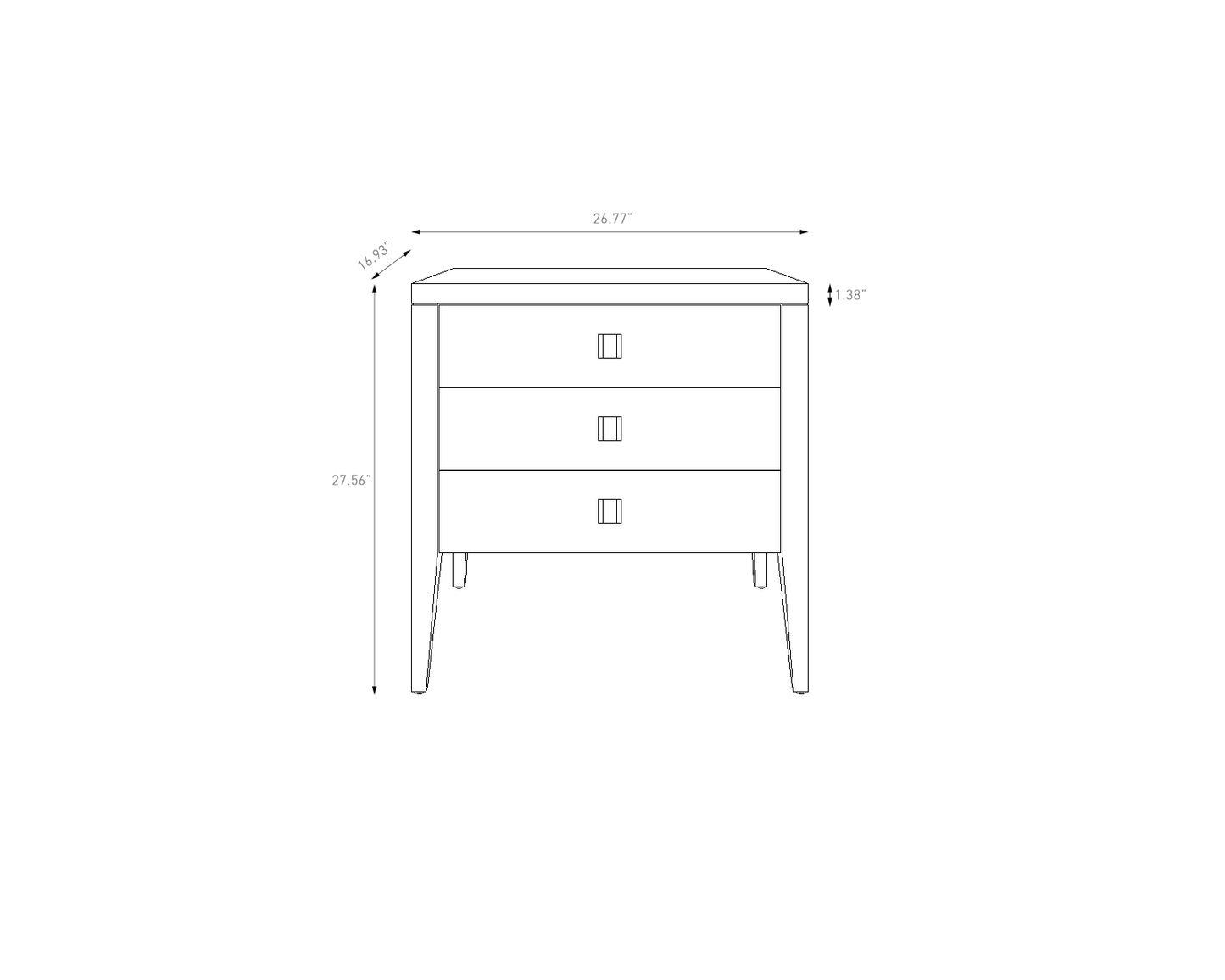 Hara 3 Drawer Dresser - Black