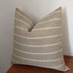 Beige Striped Throw Pillow