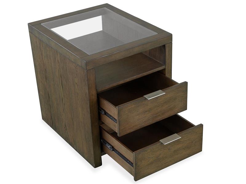 Maya Two Drawer Glass Top End Table