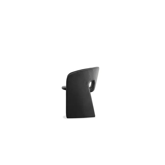 Black chair armrest on a white background