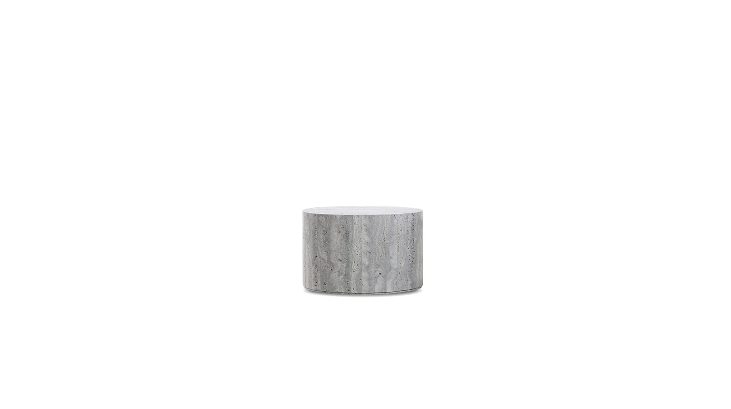 Gray cylindrical coffee table on a white background