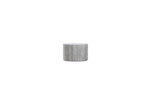 Gray cylindrical coffee table on a white background