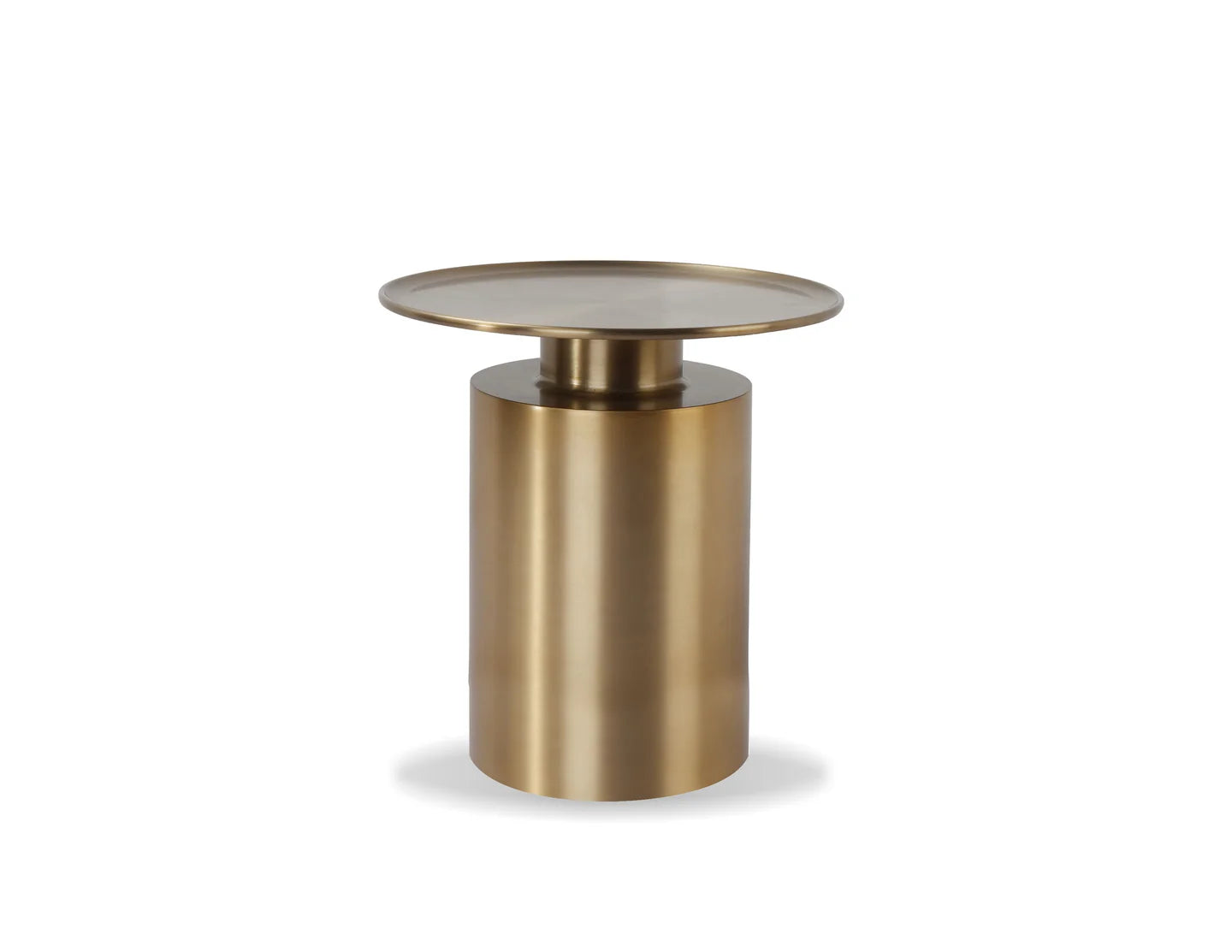 Gold side table on a white background