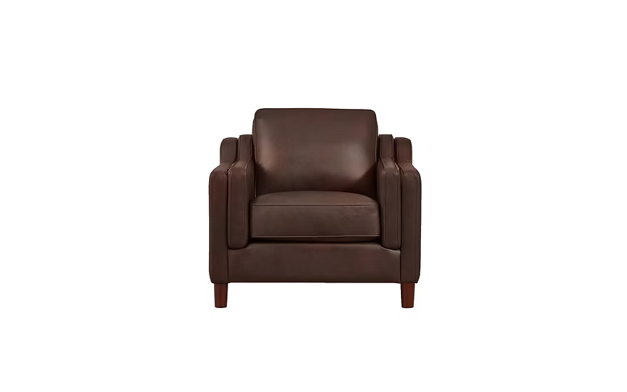 Brown leather armchair on a white background