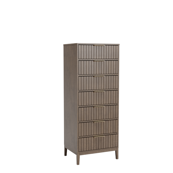 Wooden cabinet with multiple drawers on a white background