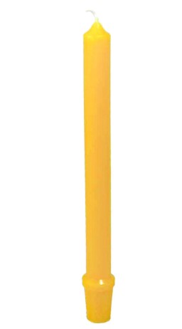 Two yellow candles on a white background