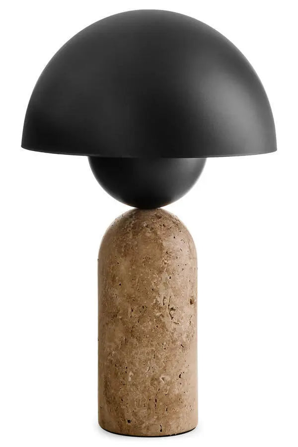 Travertine and Metal Table Lamp