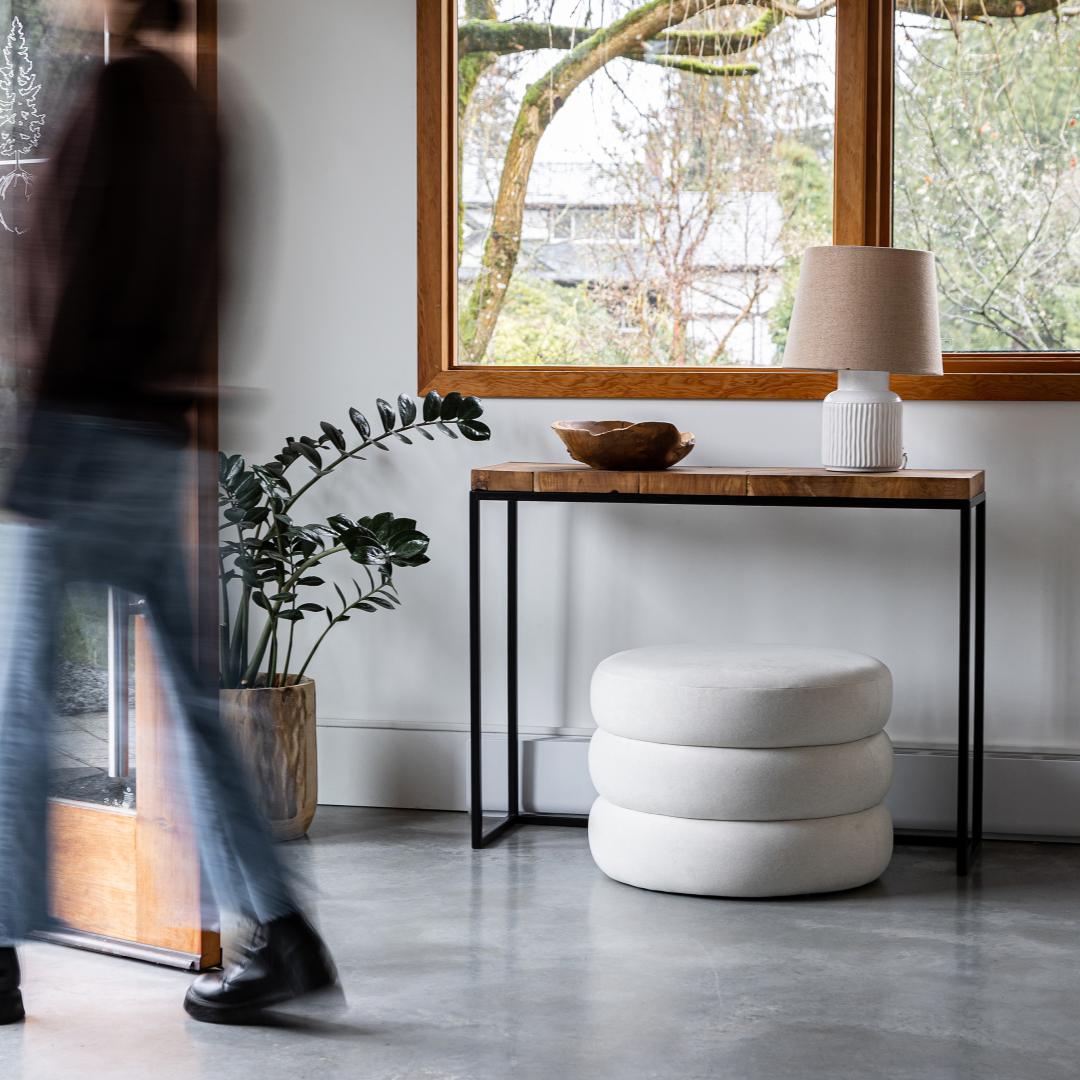 Rosie Ottoman - Velvet Ecru