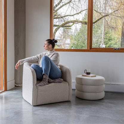 Rosie Ottoman - Velvet Ecru