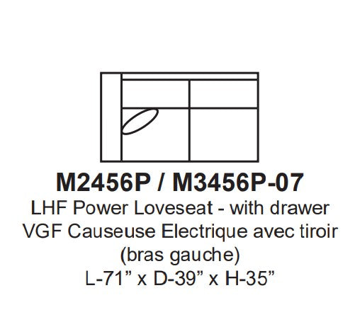 Alice Left Hand Front Power Loveseat With Drawer