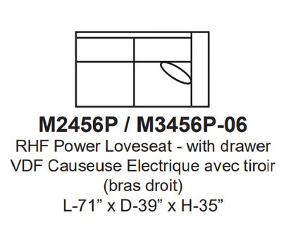 Alice Right Hand Facing Power Loveseat With Drawer