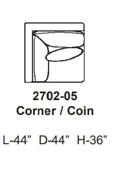 Technical drawing of a corner coin with dimensions labeled