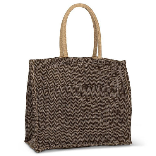 Brown And Black Herringbone Tote Bag