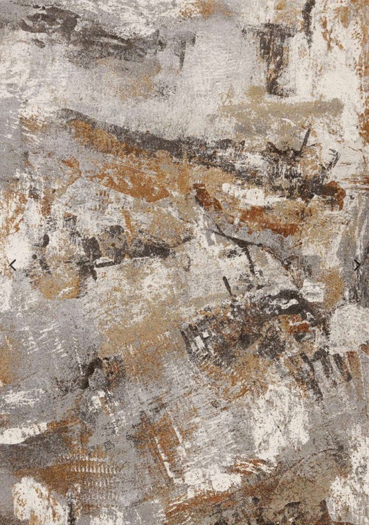 Aurora Grey Rust White Abstract Rug