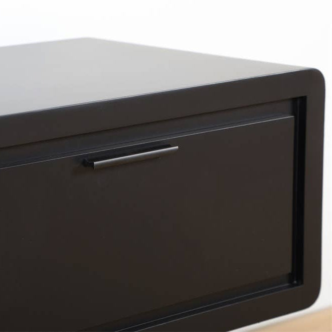 Black metal safe box with a handle on a white background