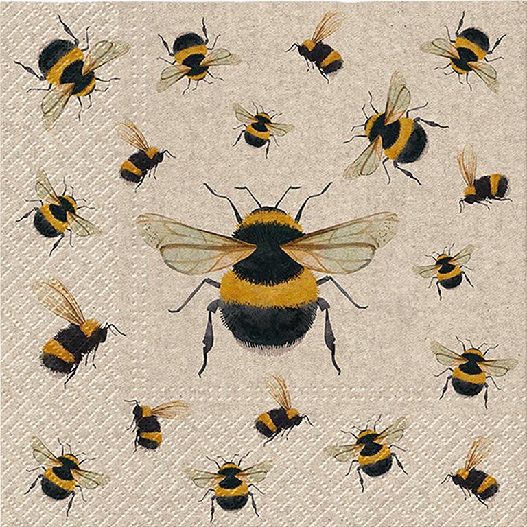 Pattern of bees on a textured beige background