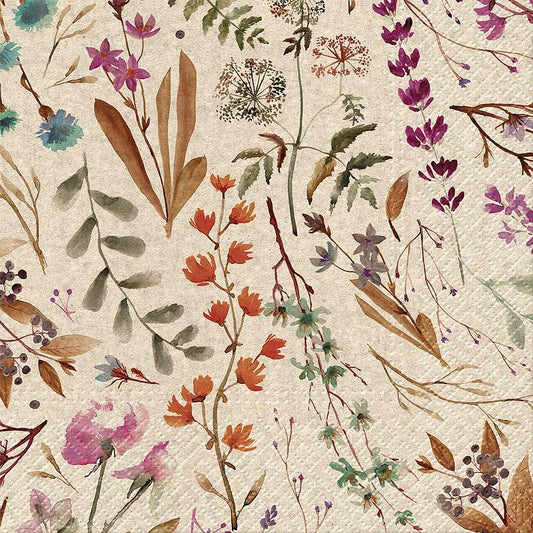 Dried Flower Print Recycled Paper Napkins