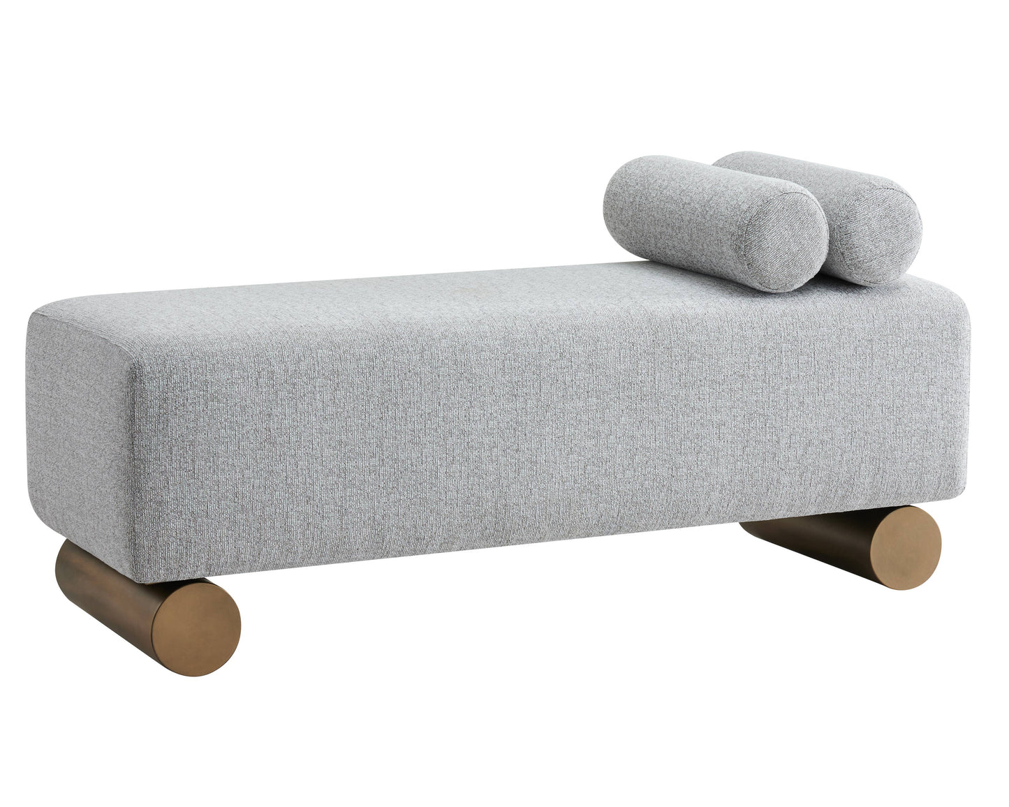 Milly Modern Gray Bench with Tube Pillows