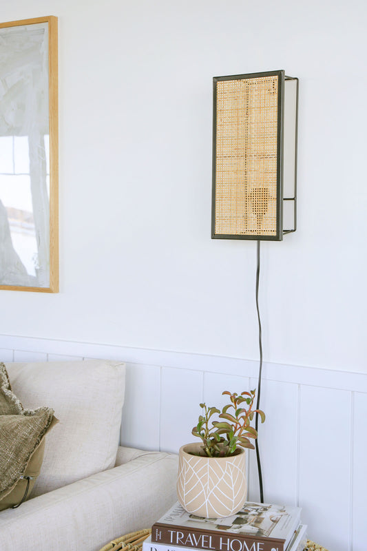 Rattan & Metal Wall Sconce