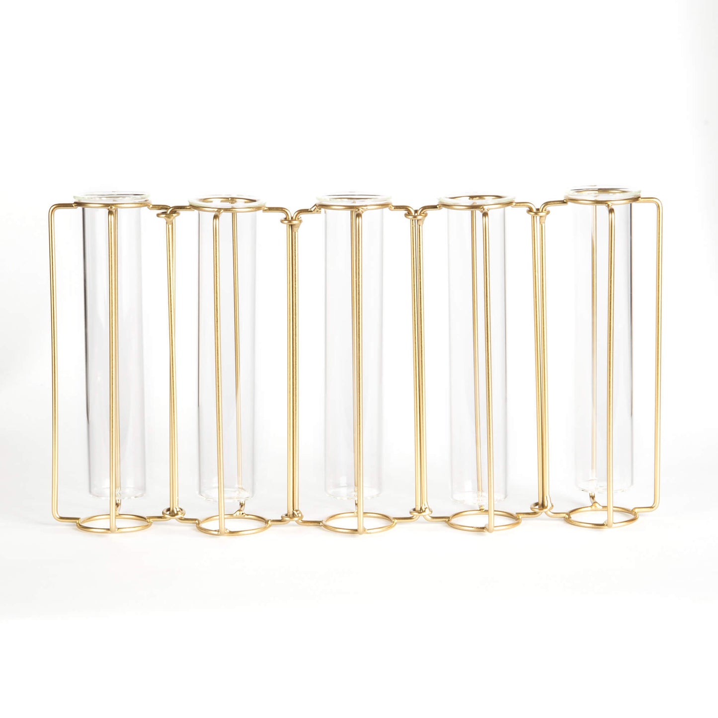Gold metal and glass candle holder on a white background