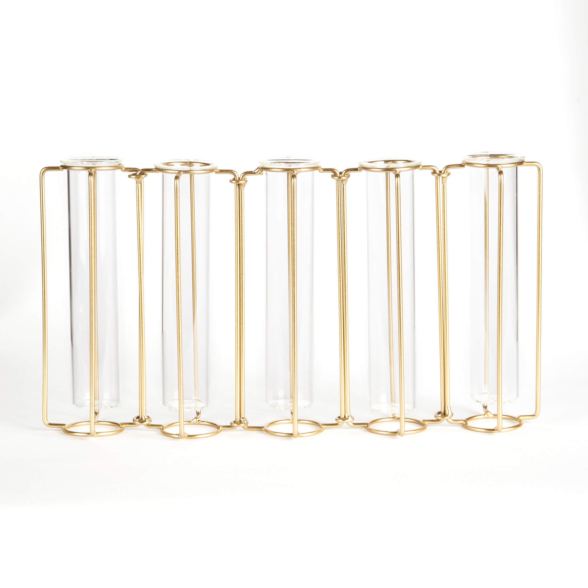 Gold metal and glass candle holder on a white background
