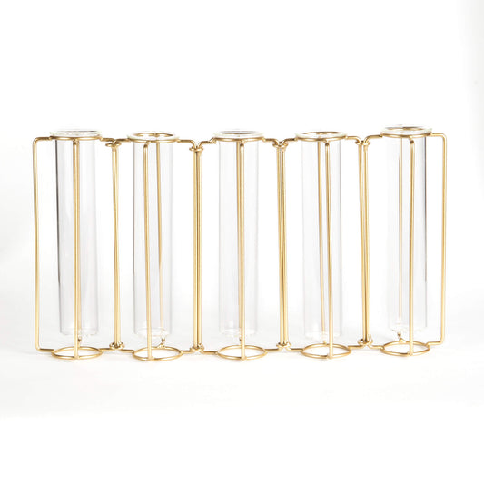 Gold metal and glass candle holder on a white background