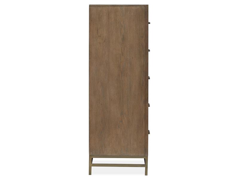 Wooden cabinet with a rustic finish on a white background