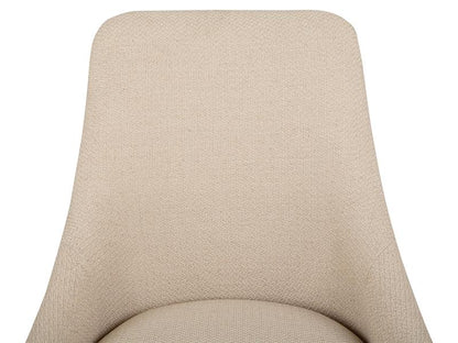 Beige upholstered chair back on a white background