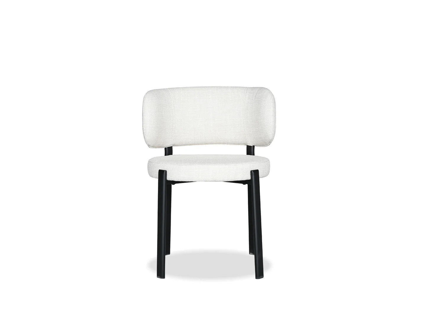 White chair with black legs on a white background