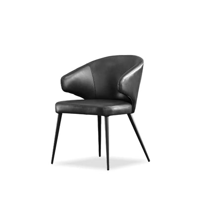 Black chair with curved design on a white background