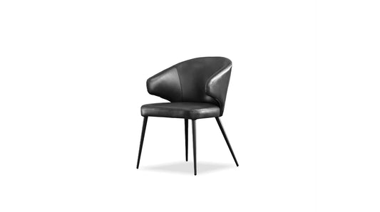 Black chair with curved design on a white background