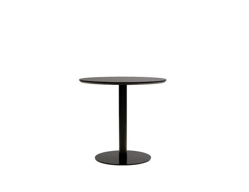Black round table on a white background