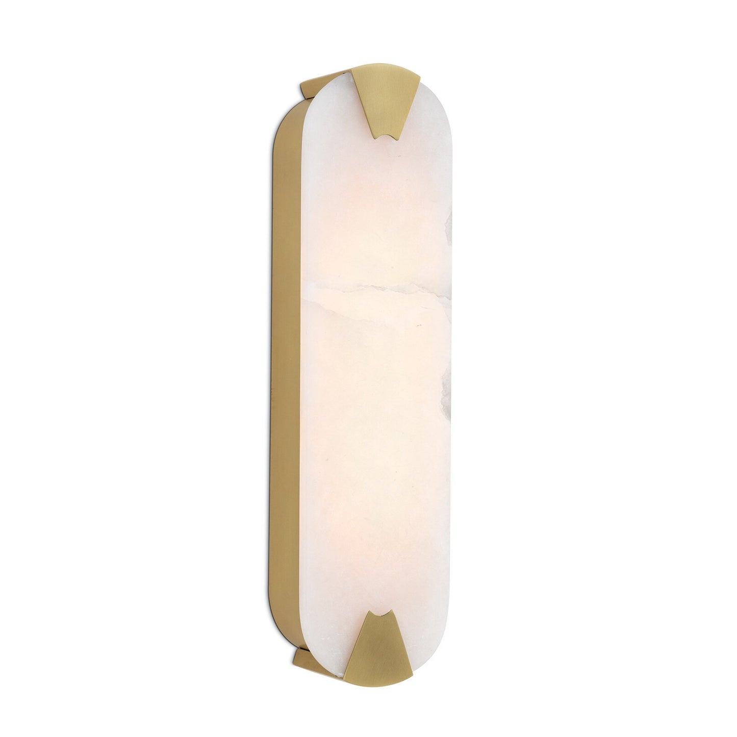 Wall sconce with gold and white design on a white background