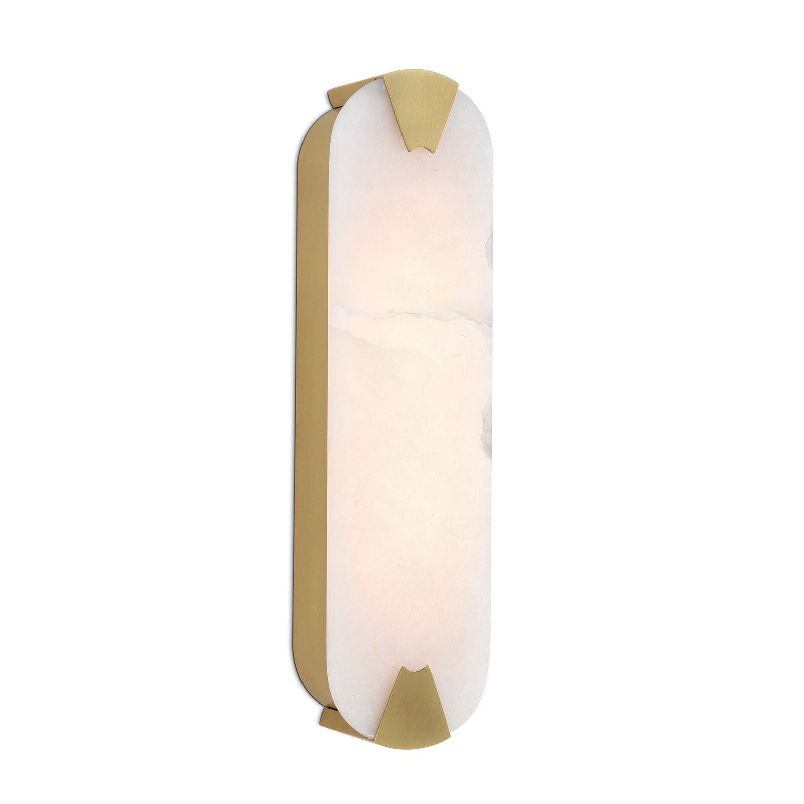 Wall sconce with gold and white design on a white background