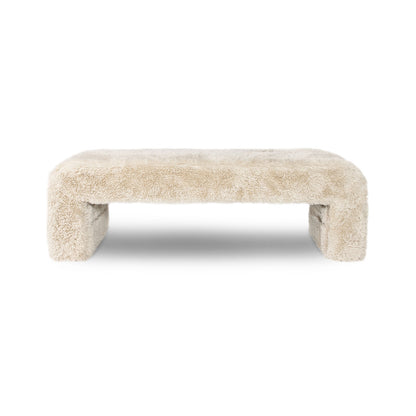 Beige fluffy bench on a white background