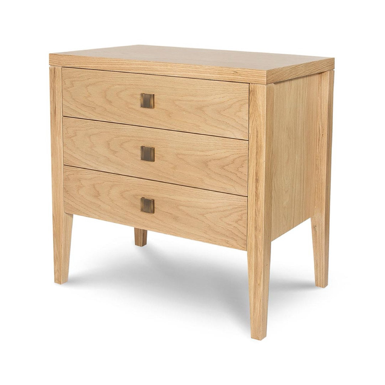 Wooden dresser with two drawers on a white background