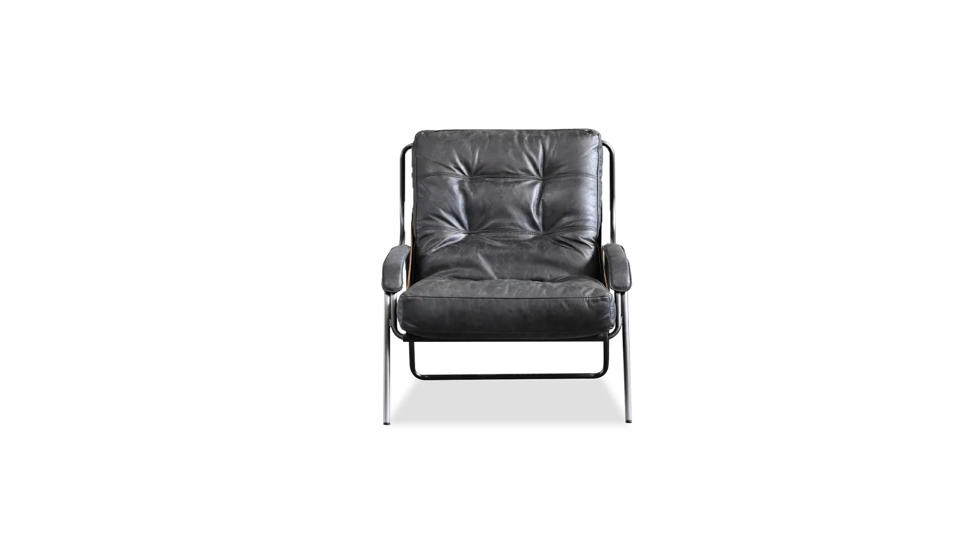 Black leather armchair on a white background
