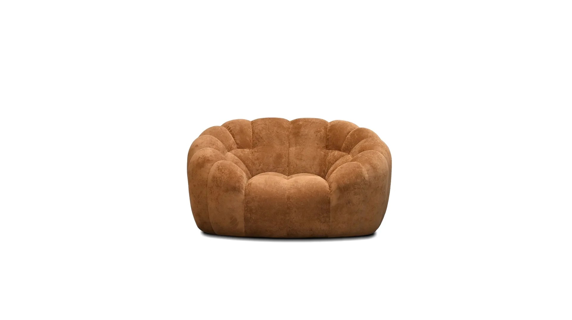 Brown quilted arm chair on a white background