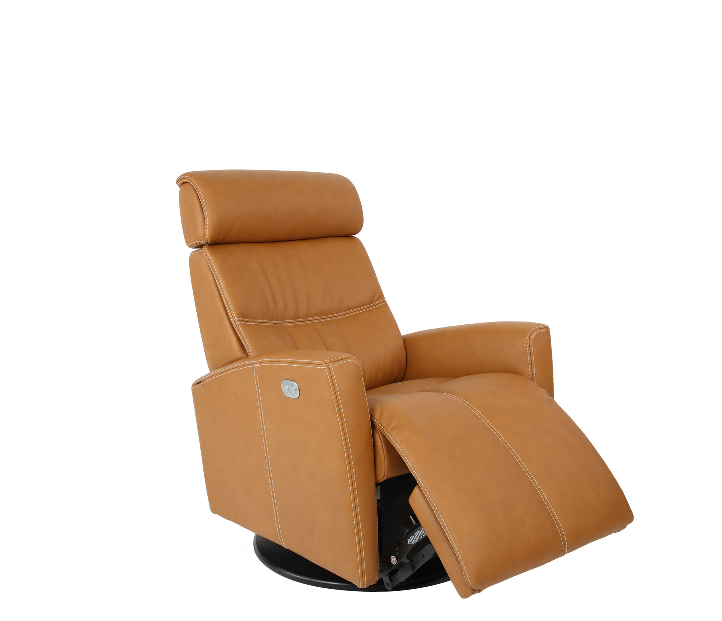 Brown leather recliner chair on a white background