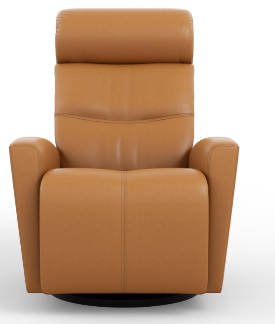 Brown leather recliner chair on a white background