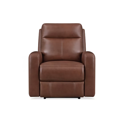 Brown leather recliner chair on a white background
