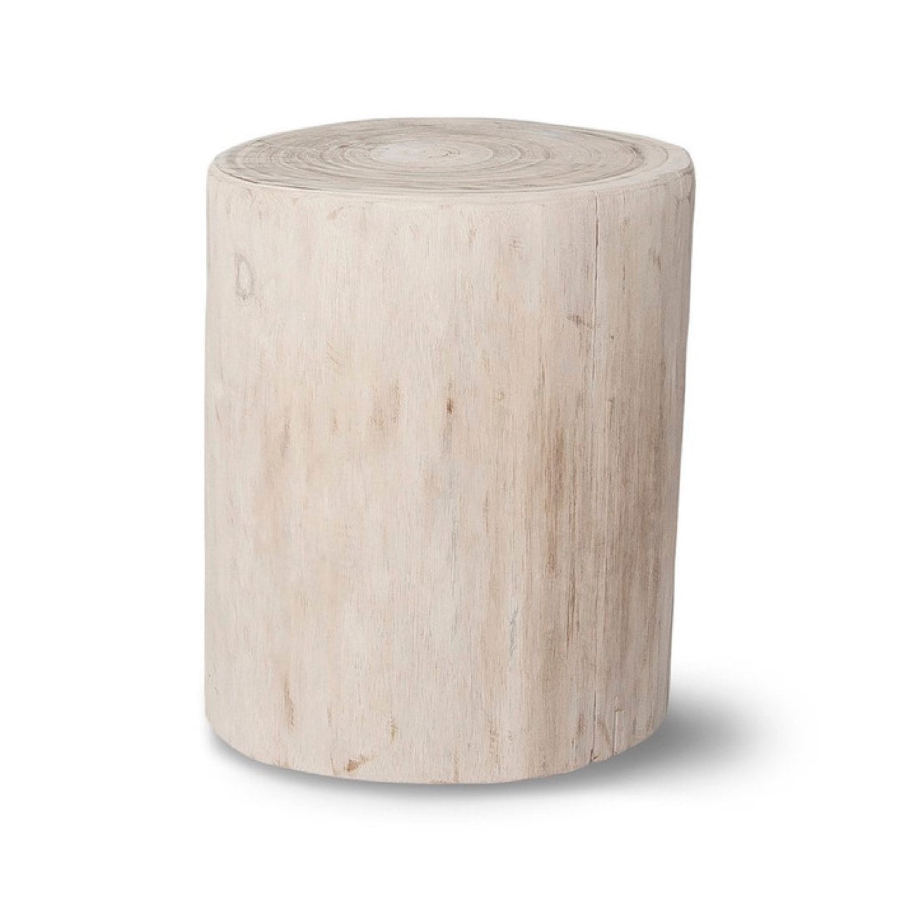 Wooden cylindrical stool on a white background