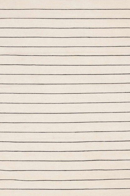 Close-up of a white rug with black lines 