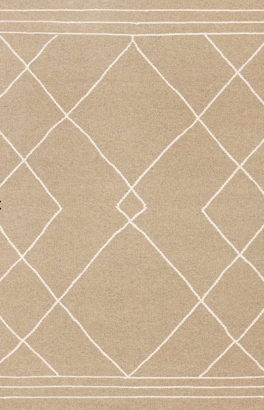 Beige fabric with white geometric pattern