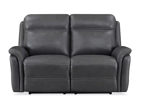 Gray leather sofa on a white background